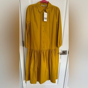 Zara mastered yellow midi dress